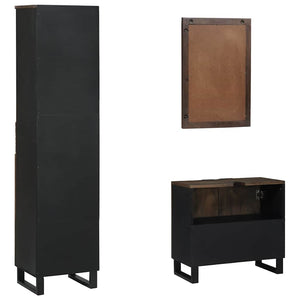 vidaXL Bathroom Furniture Set with Shelf 3 pcs Walnut Brown Engineered Wood
