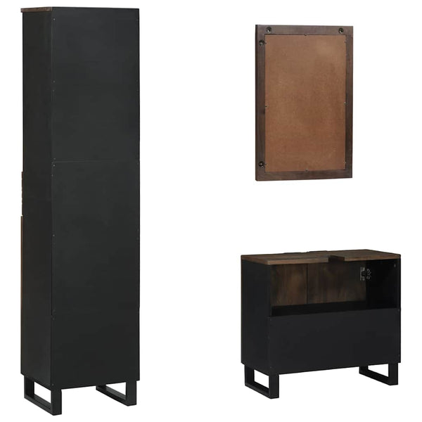 vidaXL Bathroom Furniture Set with Shelf 3 pcs Walnut Brown Engineered Wood