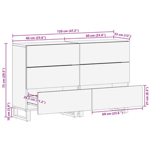 vidaXL Sideboard 2 pcs Brown 60 x 33 x 75 cm Solid Mango Wood