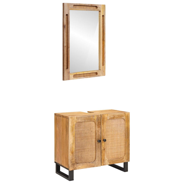 vidaXL Bathroom Cabinet Sets with Storage 2 pcs Brown Solid Mango Wood