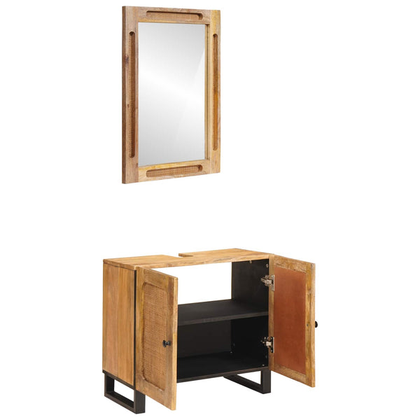 vidaXL Bathroom Cabinet Sets with Storage 2 pcs Brown Solid Mango Wood