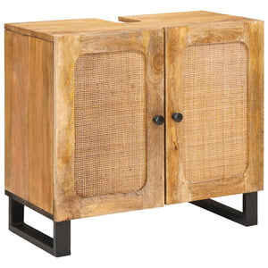 vidaXL Bathroom Cabinet Sets with Storage 2 pcs Brown Solid Mango Wood