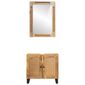 vidaXL Bathroom Cabinet Sets with Storage 2 pcs Brown Solid Mango Wood