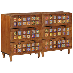 Sideboard 2er Set Walnuss Mango Massivholz