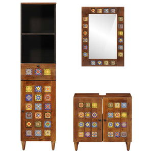 Badmöbel Set mit Regal Walnuss Mango
