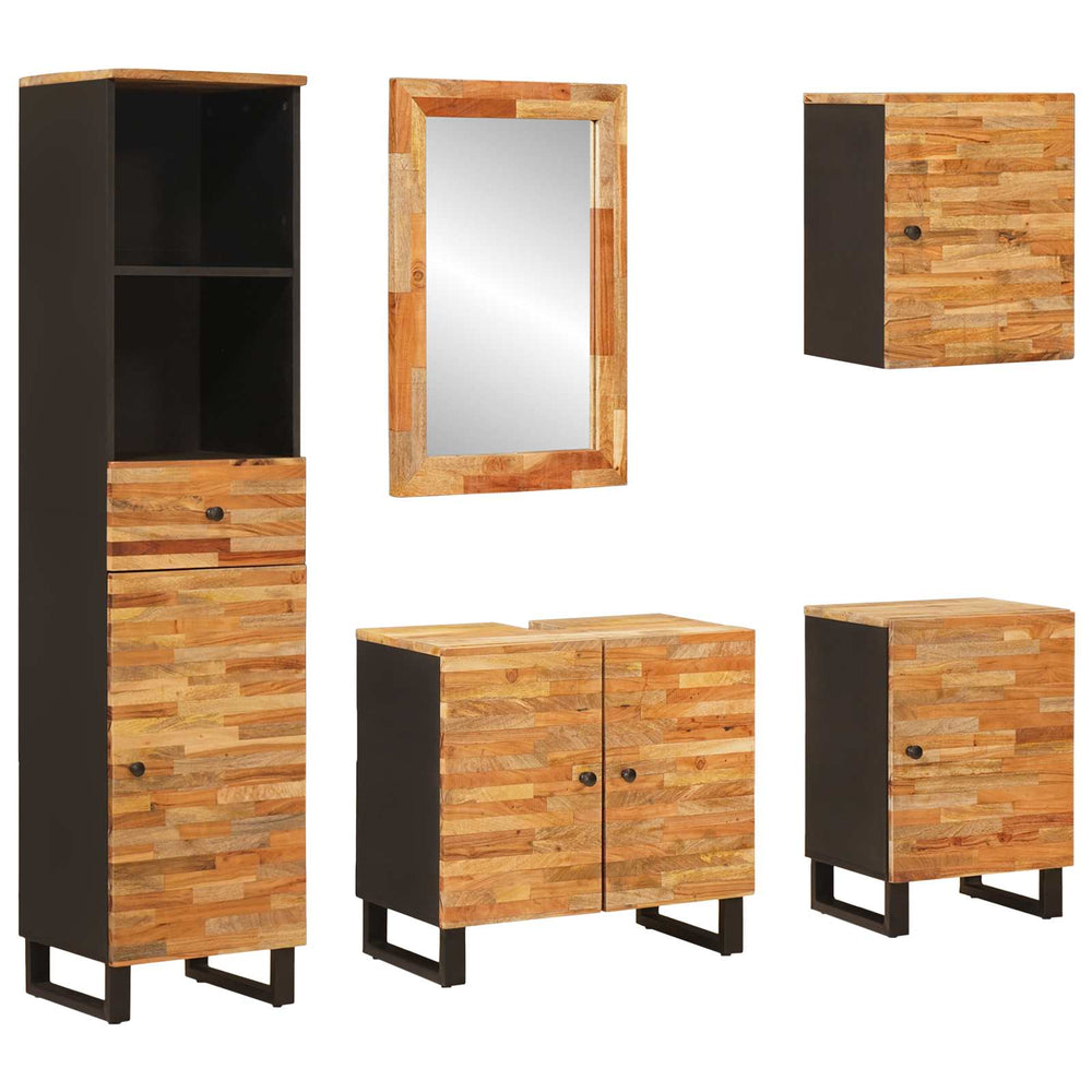Badezimmer Set Mango Massivholz 5-teilig