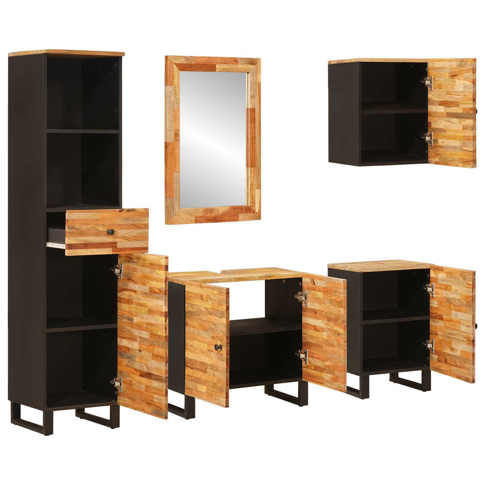 Badezimmer Set Mango Massivholz 5-teilig