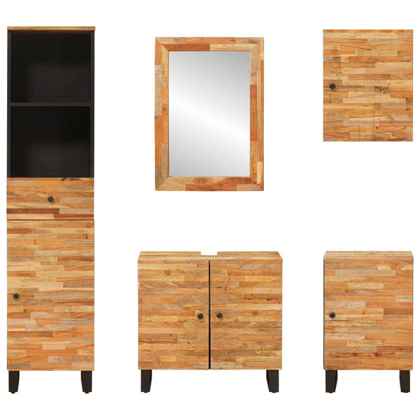Badezimmer Set Mango Massivholz 5-teilig