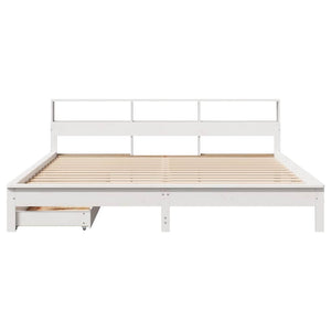 vidaXL Solid Wood Bed with Shelf without Mattress White 200x200 cm Pine