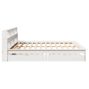 vidaXL Solid Wood Bed with Shelf without Mattress White 200x200 cm Pine