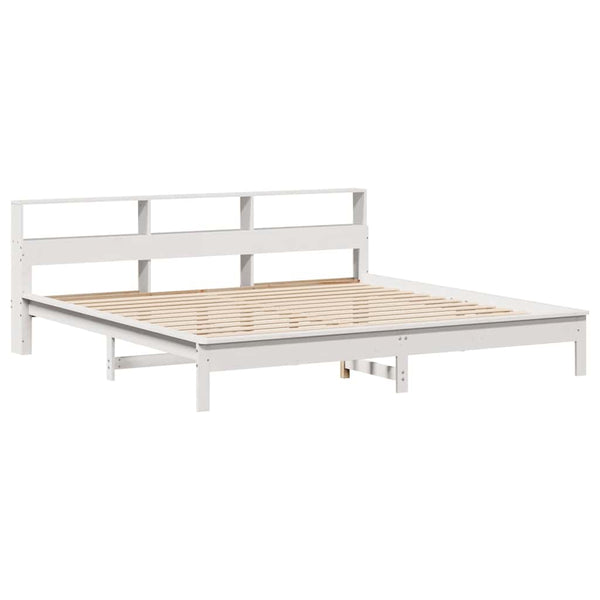 vidaXL Solid Wood Bed with Shelf without Mattress White 200x200 cm Pine