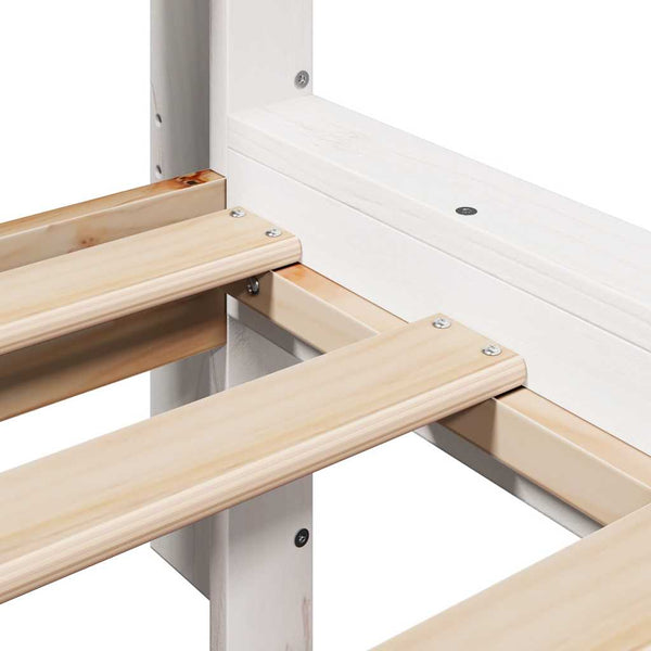 vidaXL Solid Wood Bed with Shelf without Mattress White 200x200 cm Pine