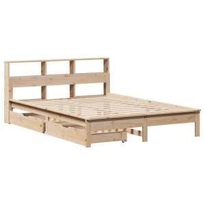 vidaXL Solid Wood Bed with Shelf without Mattress 120x200 cm Pine