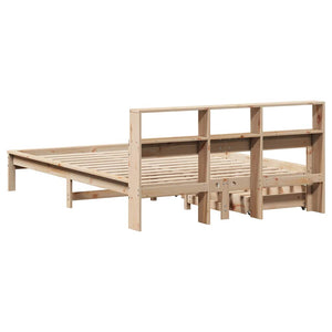 vidaXL Solid Wood Bed with Shelf without Mattress 120x200 cm Pine