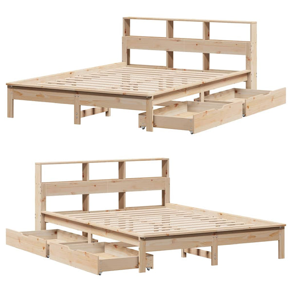 vidaXL Solid Wood Bed with Shelf without Mattress 120x200 cm Pine