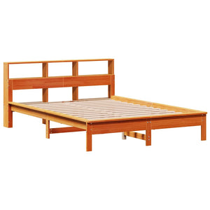 vidaXL Solid Wood Bed with Storage Headboard without Mattress Wax Brown 120x200 cm