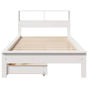 vidaXL Solid Wood Bed with Shelf without Mattress White 100x200 cm Pine