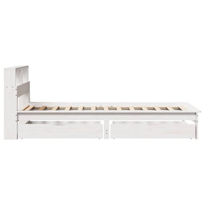 vidaXL Solid Wood Bed with Shelf without Mattress White 100x200 cm Pine