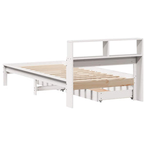 vidaXL Solid Wood Bed with Shelf without Mattress White 100x200 cm Pine