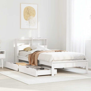 vidaXL Solid Wood Bed with Shelf without Mattress White 100x200 cm Pine