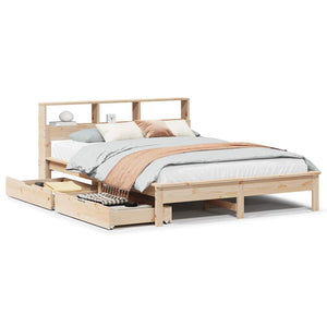 vidaXL Solid Wood Bed with Shelf without Mattress 120x190 cm Pine