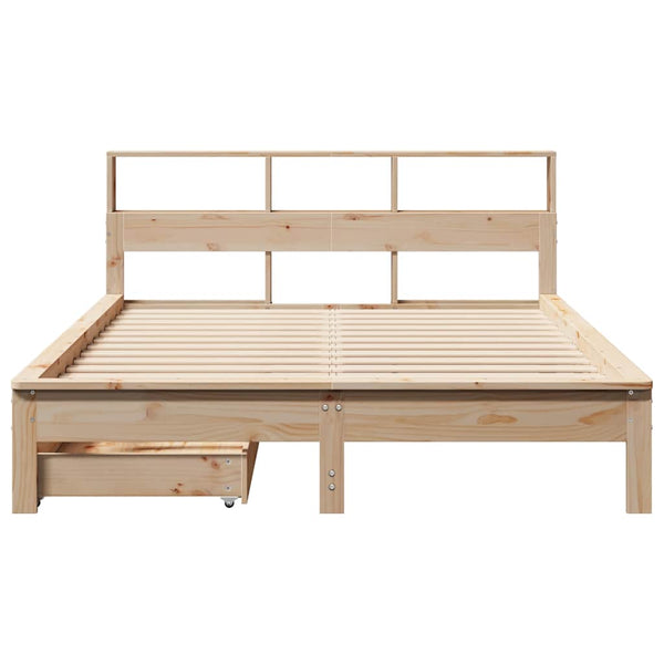vidaXL Solid Wood Bed with Shelf without Mattress 120x190 cm Pine