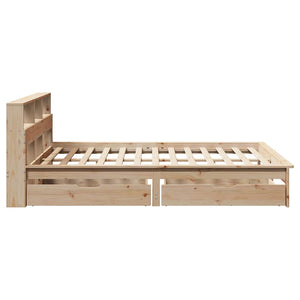 vidaXL Solid Wood Bed with Shelf without Mattress 120x190 cm Pine