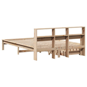 vidaXL Solid Wood Bed with Shelf without Mattress 120x190 cm Pine
