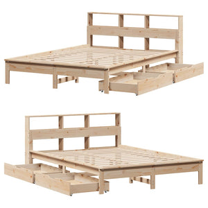 vidaXL Solid Wood Bed with Shelf without Mattress 120x190 cm Pine