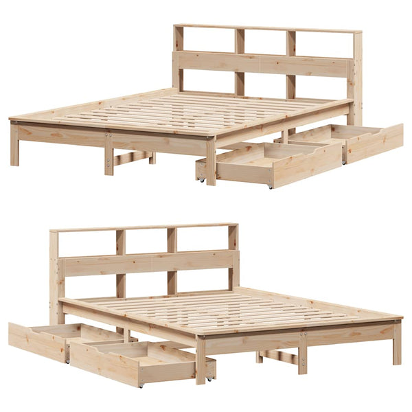 vidaXL Solid Wood Bed with Shelf without Mattress 120x190 cm Pine
