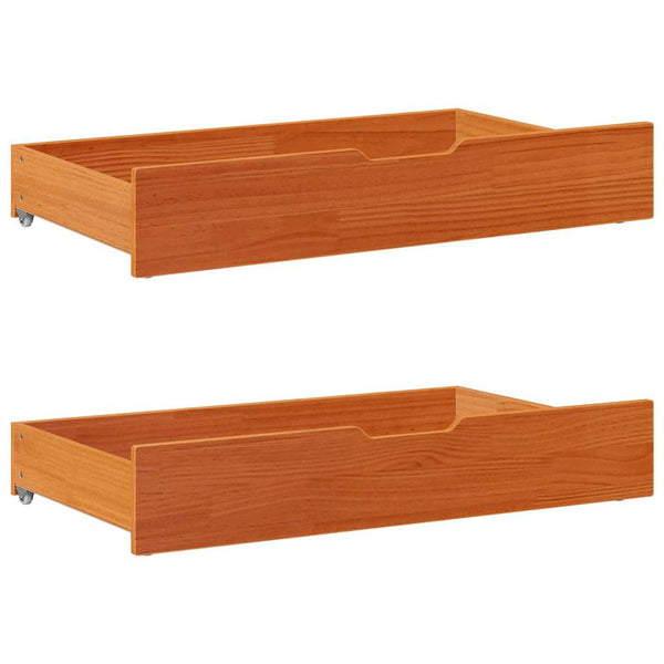 vidaXL Solid Wood Bed with Shelf without Mattress Wax Brown 90x190 cm
