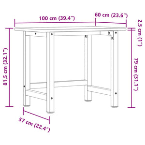 Werkbank Eiche Massivholz 100x60 cm