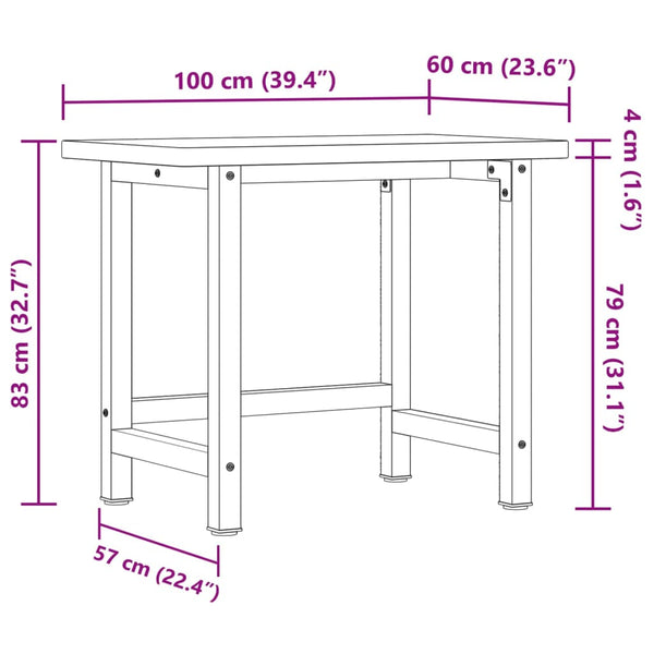 Werkbank Buche Massivholz 100x60 cm