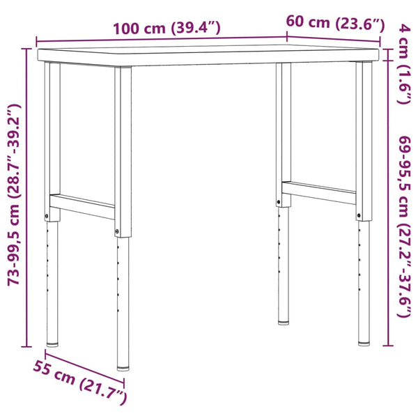 Werkbank Akazie Massivholz 100x60 cm
