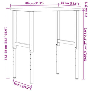 Werkbank Dunkelbraun Eiche Massivholz 80x60 cm