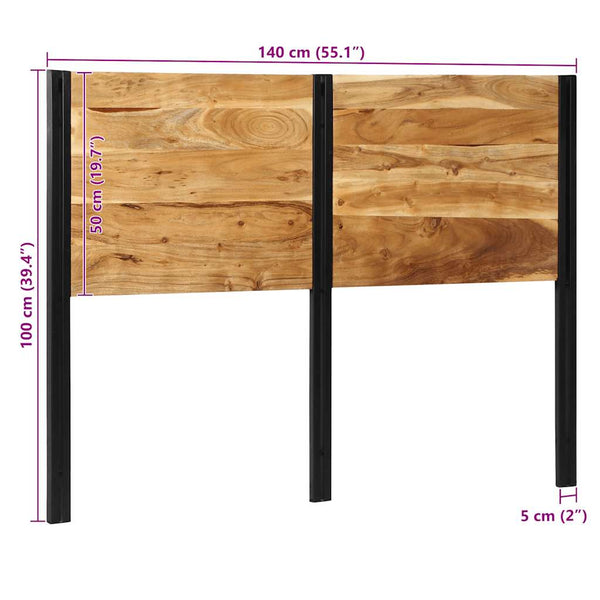 Kopfteil 140 cm Akazie Massivholz & Eisen