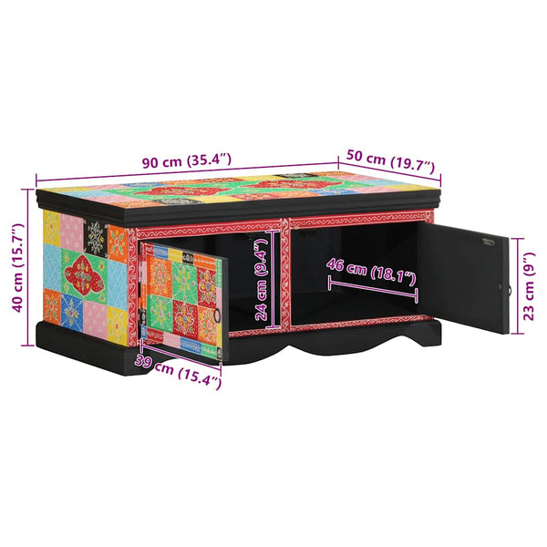 Mehrfarbiger Couchtisch Mango Massivholz 90x50 cm