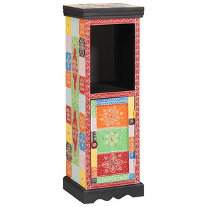 vidaXL Chest of Drawers with Door Multicolour 30 x 30 x 90 cm Solid Mango Wood