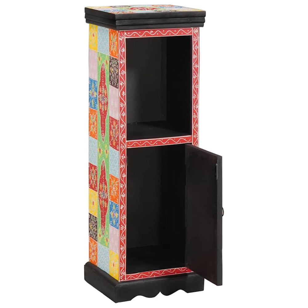 vidaXL Chest of Drawers with Door Multicolour 30 x 30 x 90 cm Solid Mango Wood