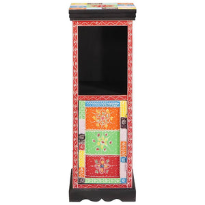 vidaXL Chest of Drawers with Door Multicolour 30 x 30 x 90 cm Solid Mango Wood