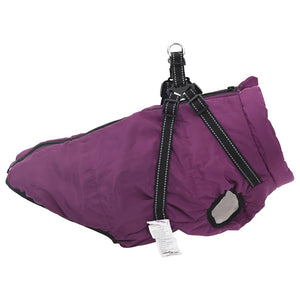 vidaXL Dog Coat with Harness Waterproof Reflective Purple L48