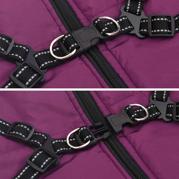vidaXL Dog Coat with Harness Waterproof Reflective Purple L48