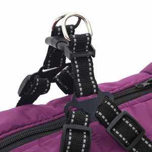 vidaXL Dog Coat with Harness Waterproof Reflective Purple L48