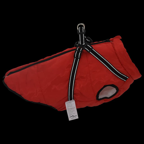 vidaXL Dog Coat with Harness Waterproof Reflective Red L44