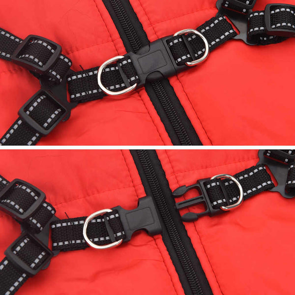 vidaXL Dog Coat with Harness Waterproof Reflective Red L44