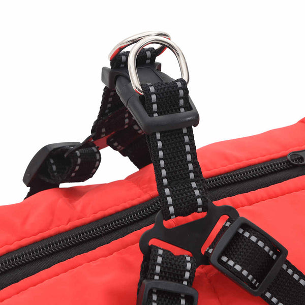 vidaXL Dog Coat with Harness Waterproof Reflective Red L44