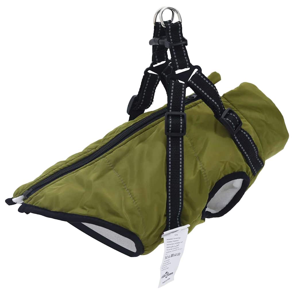 vidaXL Dog Coat Harness Waterproof Reflective Army Green L28