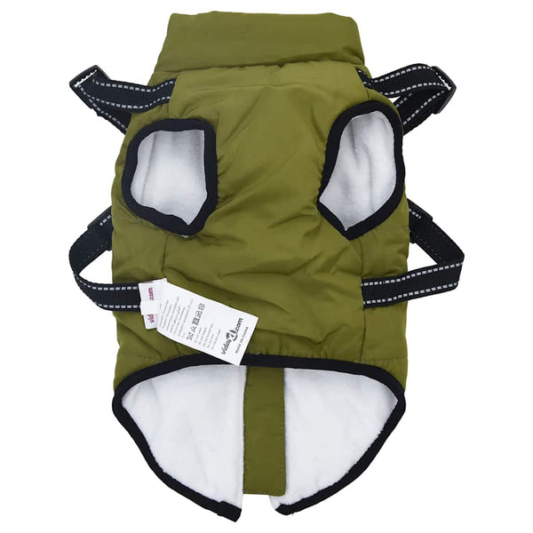 vidaXL Dog Coat Harness Waterproof Reflective Army Green L28