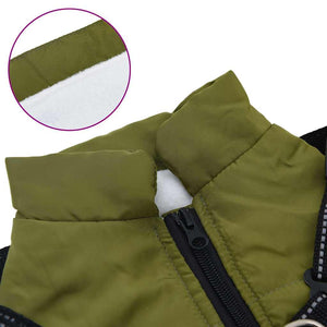 vidaXL Dog Coat Harness Waterproof Reflective Army Green L32