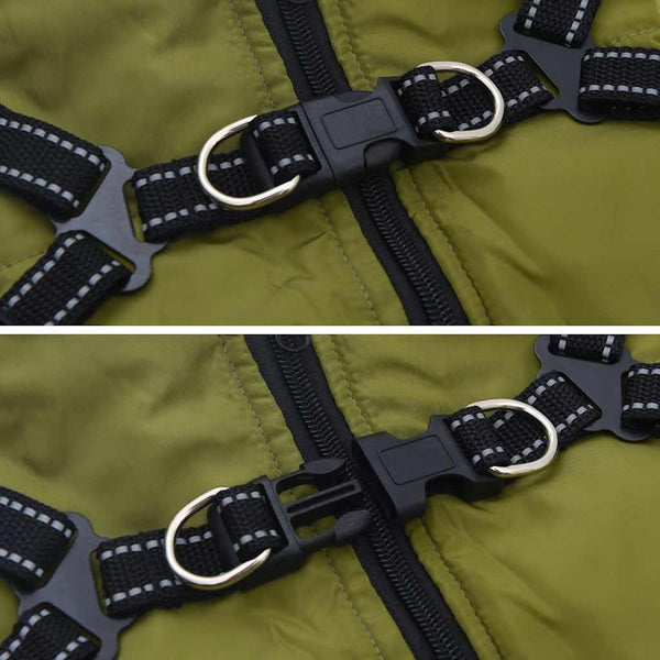 vidaXL Dog Coat Harness Waterproof Reflective Army Green L32